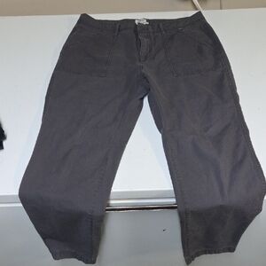 L.L. Bean Women's Gray Charcoal Cotton Cargo Pants Cropped Sz 12